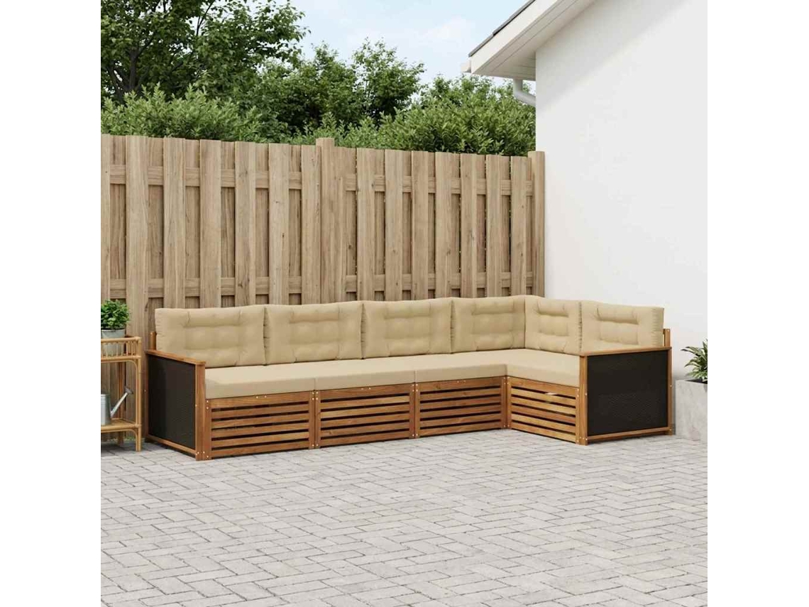 Vidaxl Conjunto De Sofás Para Exterior 5 Pcs Natural E Bege