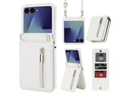 Capa De Celular Em Couro Com Zíper, Compartimento Para Cartões E Alça Transversal Para Samsung Galaxy Z Flip7 5g