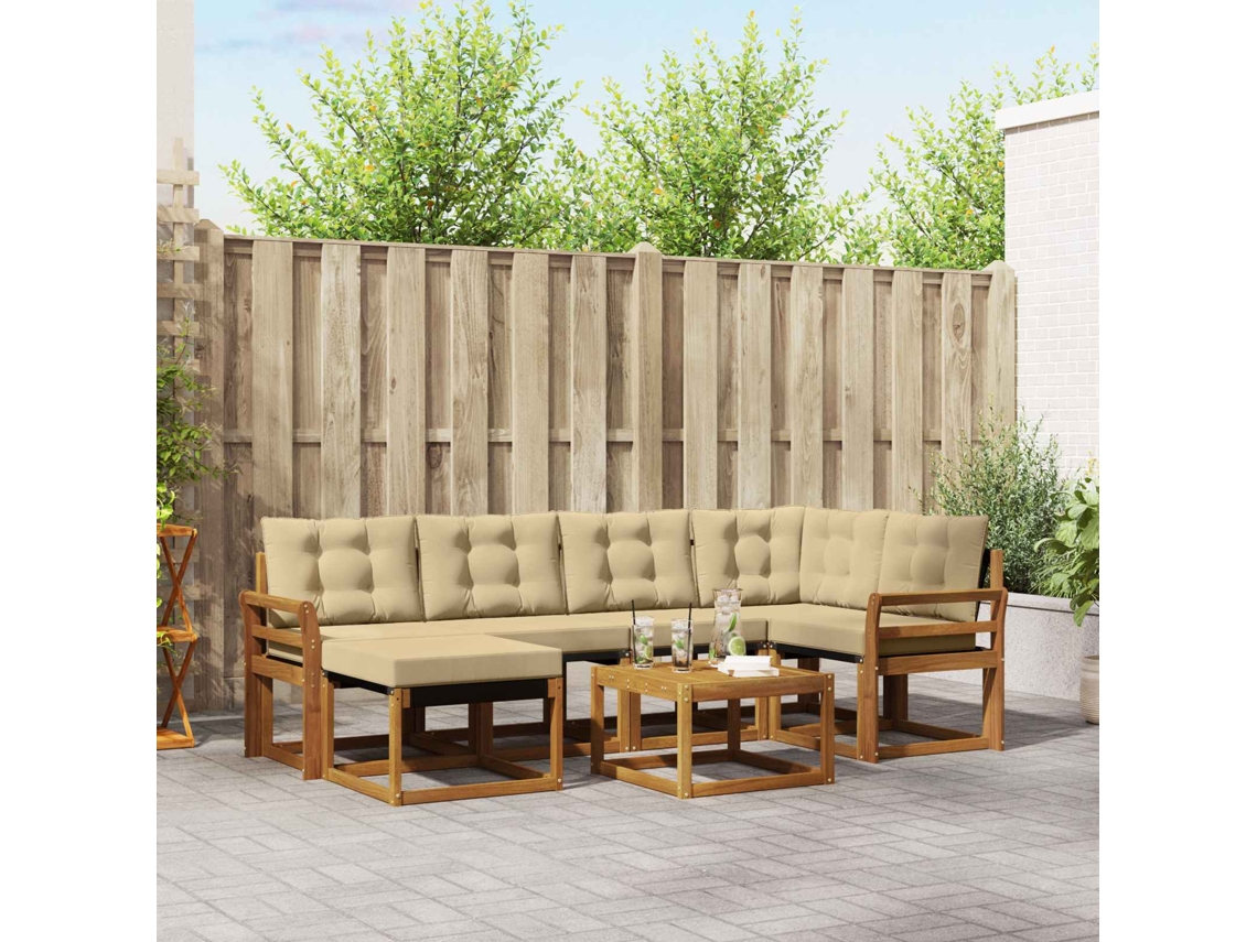 Vidaxl Conjunto De Sofás Para Exterior 7 Pcs Natural E Bege