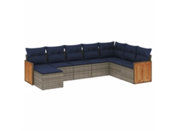 Conjunto de Sofá de Jardim, 8 Peças, Almofadas, Rattan Cinza MAISON EXCLUSIVE