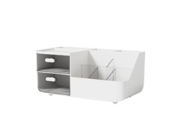 Organizador de maquiagem com 2 gavetas multifuncional armazenamento de cosméticos e skincare branco para mesa de vanity com S/MARCA