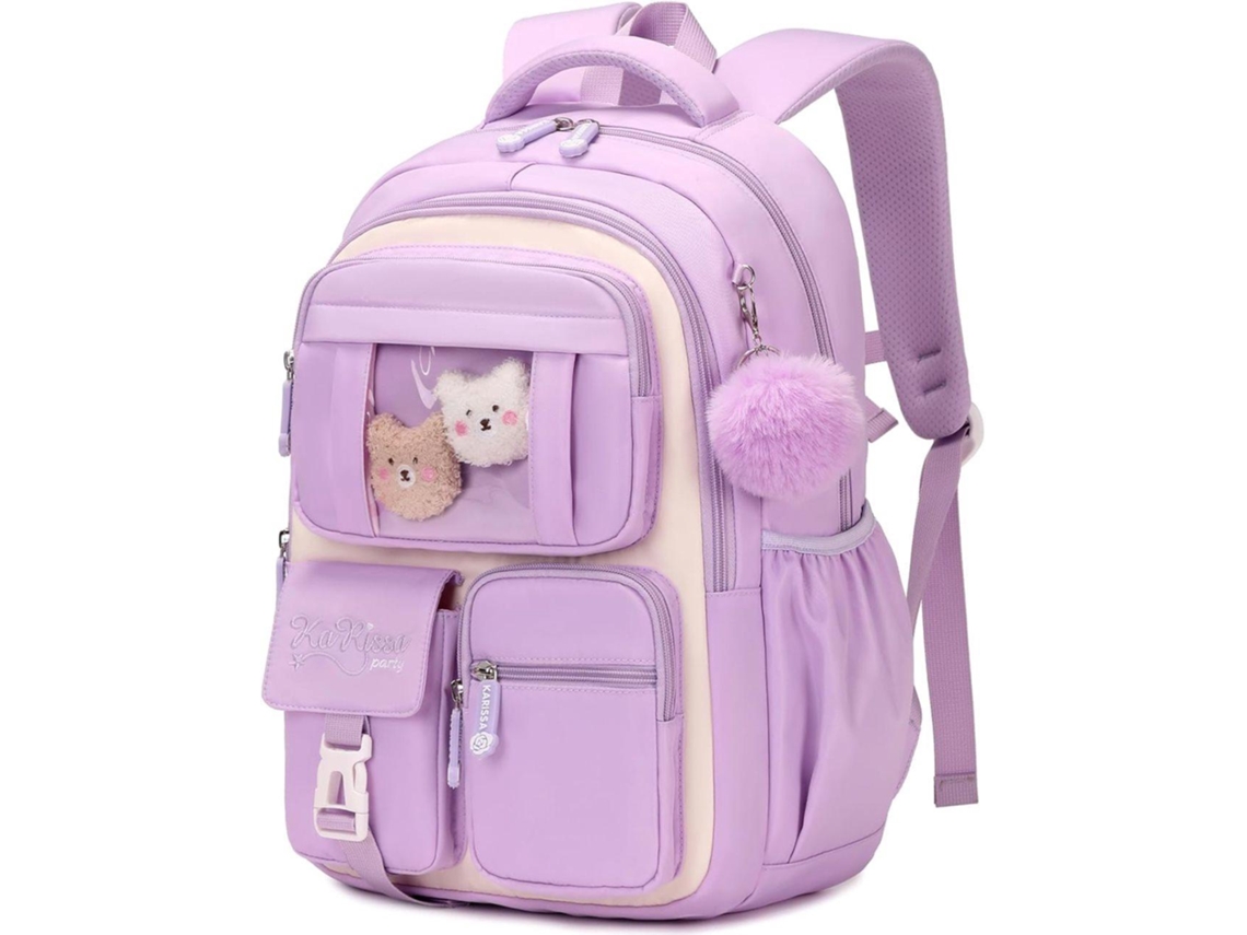 Mochila Escolar, Feminina, Fofa, Cor Roxa
