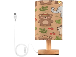 Abajur De Cabeceira Fofo Em Formato Animal Para Quarto, Com Portas De Carregamento Usb C, Luminária De Mesa Cabeceira