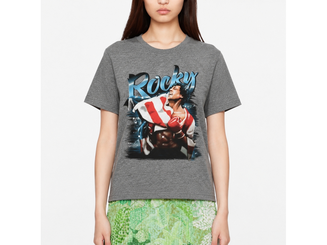 Rockinstone Rocky Movie Airbrush Heather Graphite Adult T-shirt Size:l