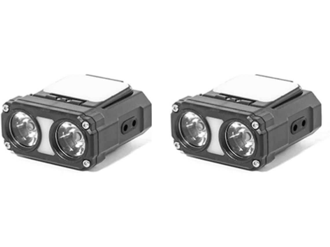 2x Lanterna de Cabeça Led Mini com Clipe para Boné e Feixe Duplo, Sensor de Movimento, Recarregável Via Usb, Ângulo Ângulo SFUSHOS