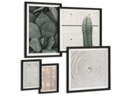 Pinturas Murais Modernas Linhas Minimalistas Elegantes Moldura Preta Fotos Para O Escritório Espelharte (conjunto De 5 Imagens)