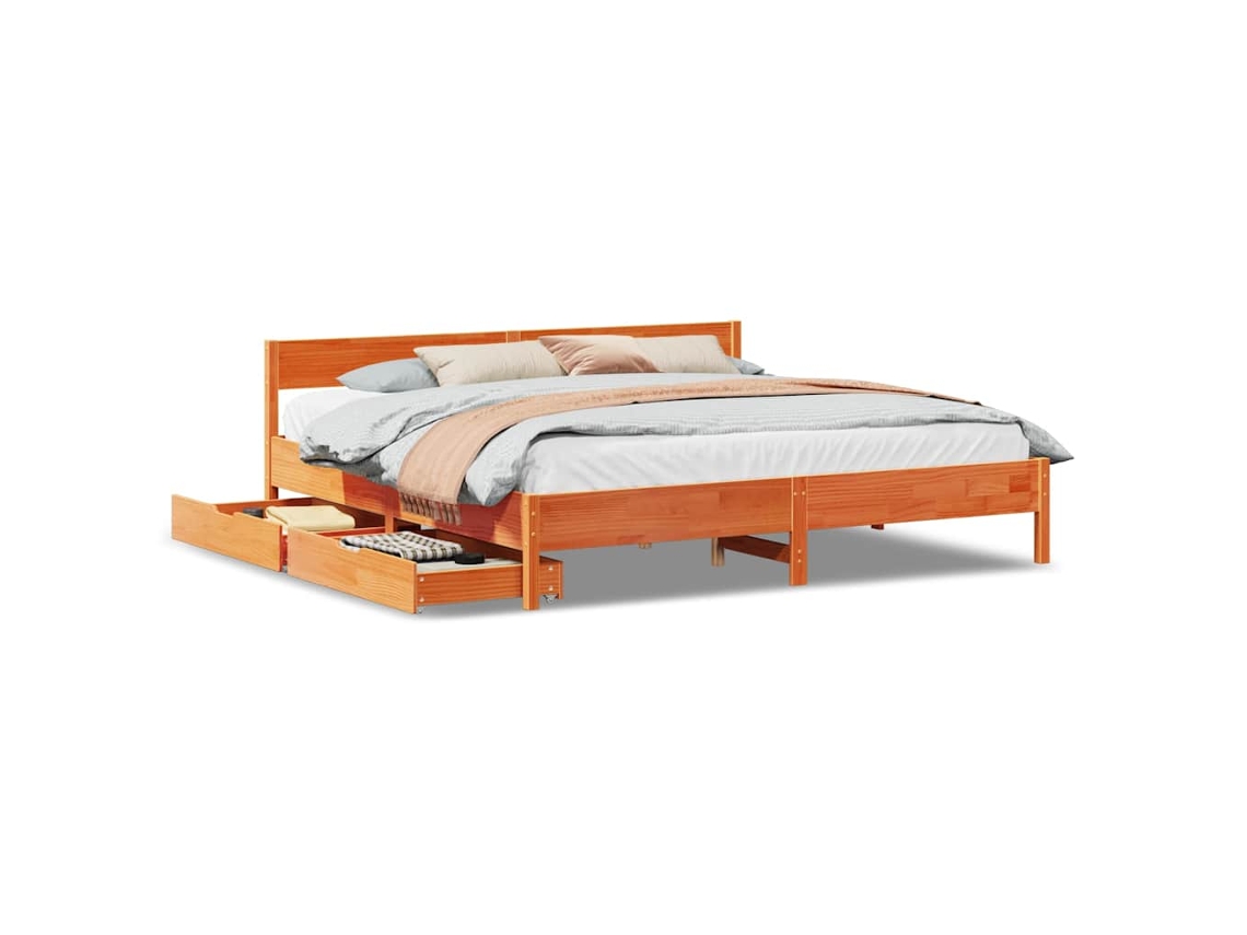 Cama Sem Colchão 180x200 Cm Pinho Maciço Castanho mel MAISON EXCLUSIVE