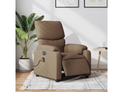 Vidaxl Poltrona De Massagens Reclinável Elétrica Tecido Castanho