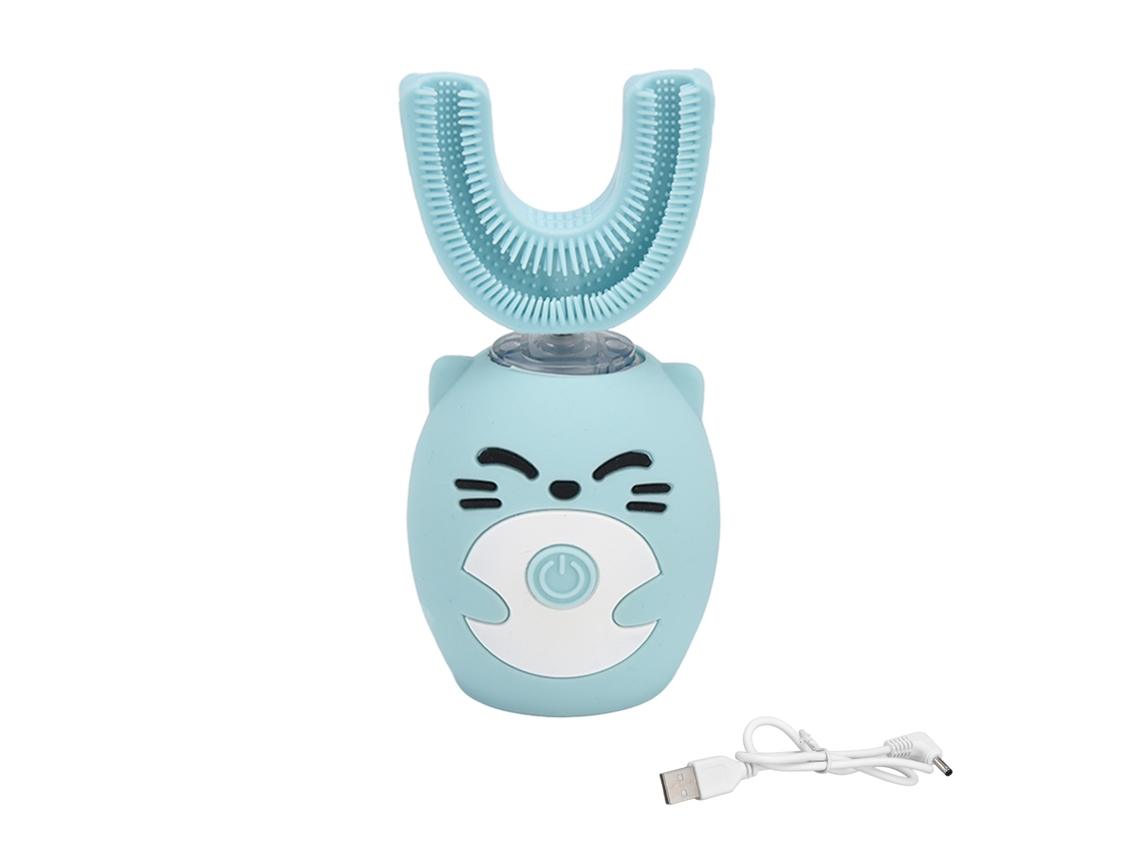 Escova Infantil U Shaped Usb Silicone Design Cartoon Azul S/MARCA