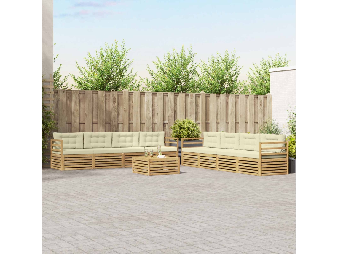 Vidaxl Conjunto De Sofás Para Exterior 9 Unid. Branco E Creme