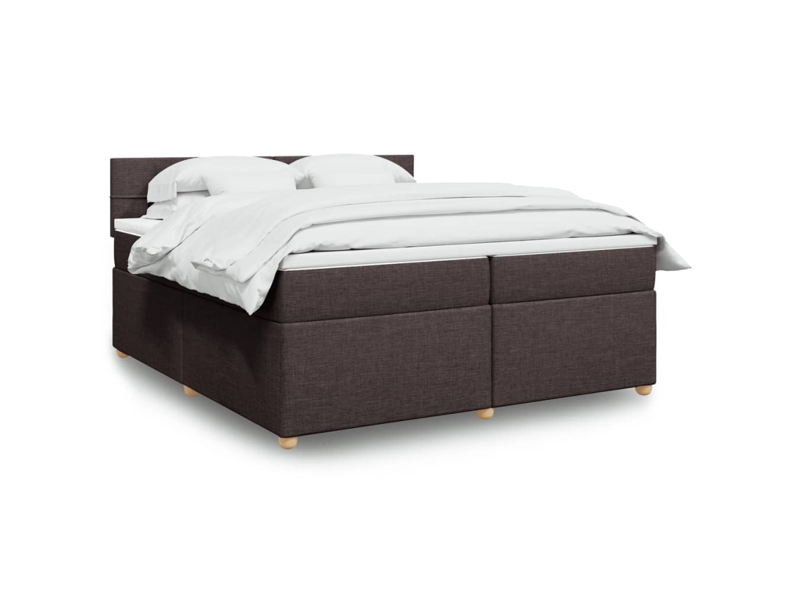 Vidaxl Cama Com Molas/colchão 200x200 Cm Tecido Castanho-escuro
