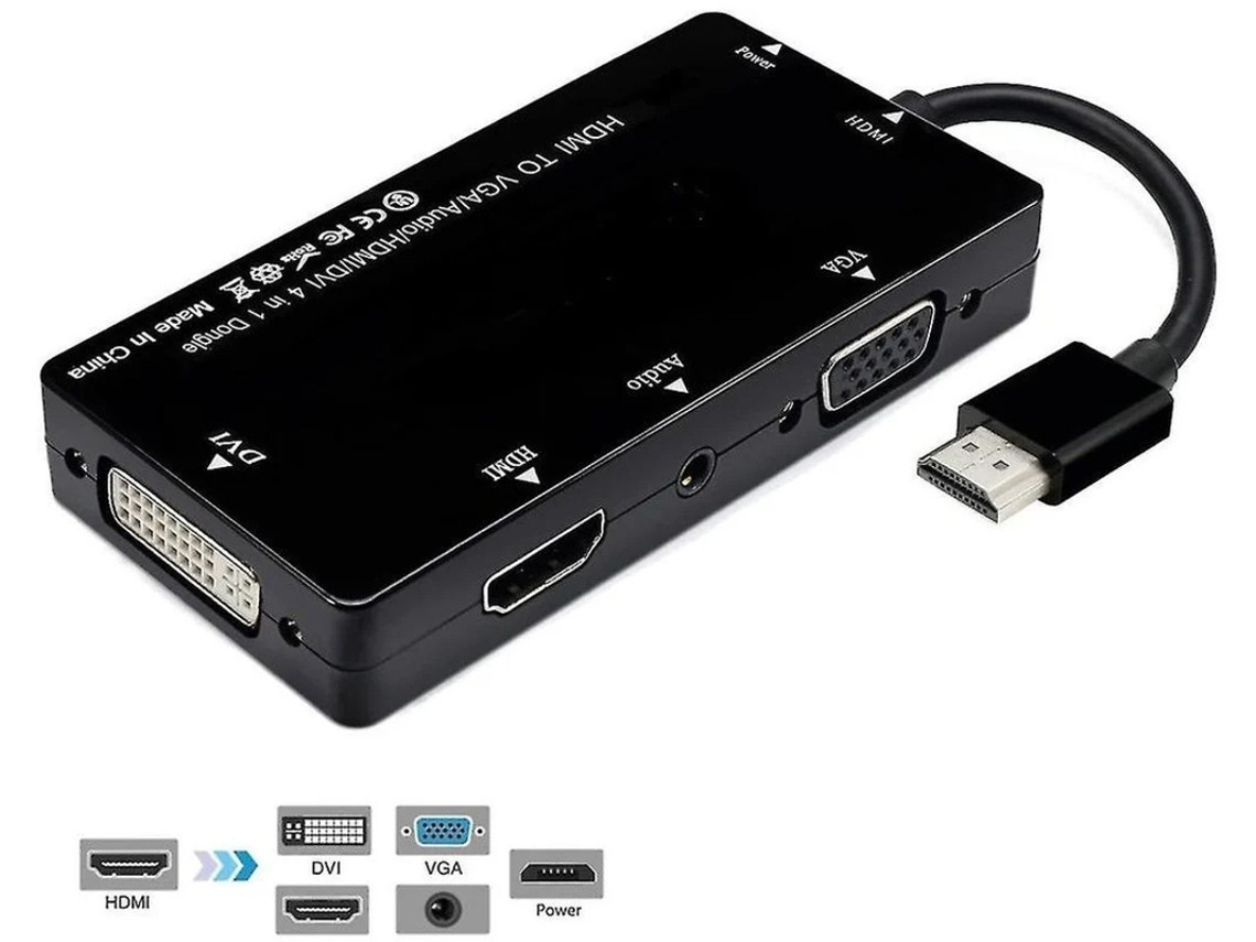 Cabo adaptador conversor HDMI para VGA DVI HDMI com micro USB 3,5 mm de áudio para laptop HDMI etc. Conexão simultânea Preto Yizhood