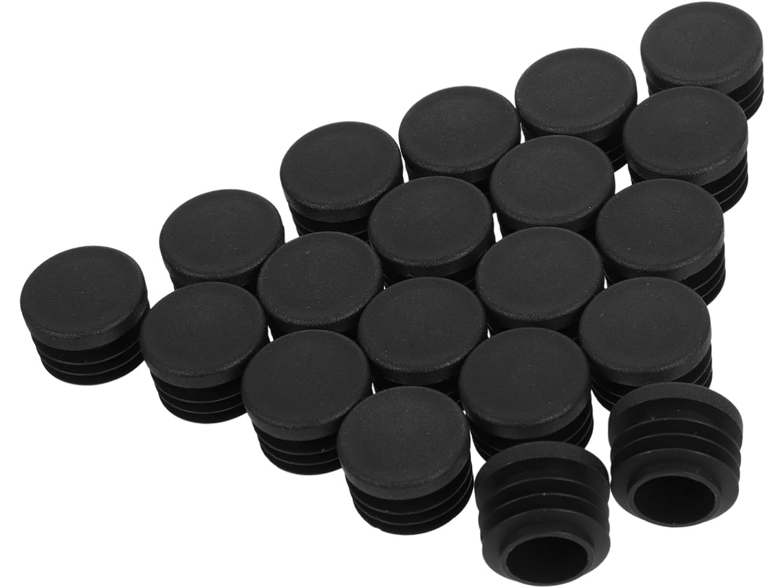 Tampa De Tubo Redonda Nylon Preta, 20 Unidades, 22mm