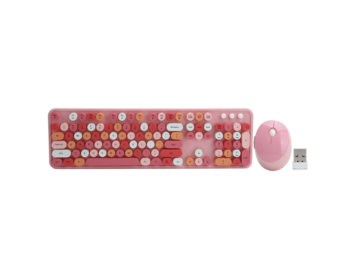 Combo De Teclado E Mouse Sem Fio Rosa