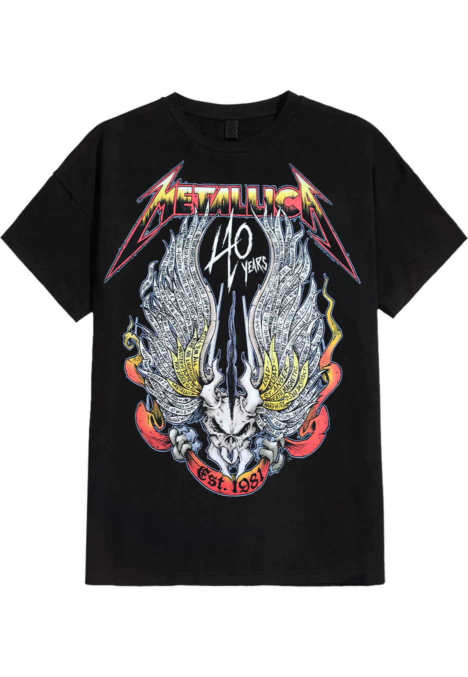 Size:xxl Rockinstone Metallica - 40 Years Vulturious - T-shirt Unisex Adults