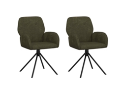 Conjunto 2 Cadeira De Jantar Vidaxl Verde Camurça Sintética (54 X 55 X 86 Cm)