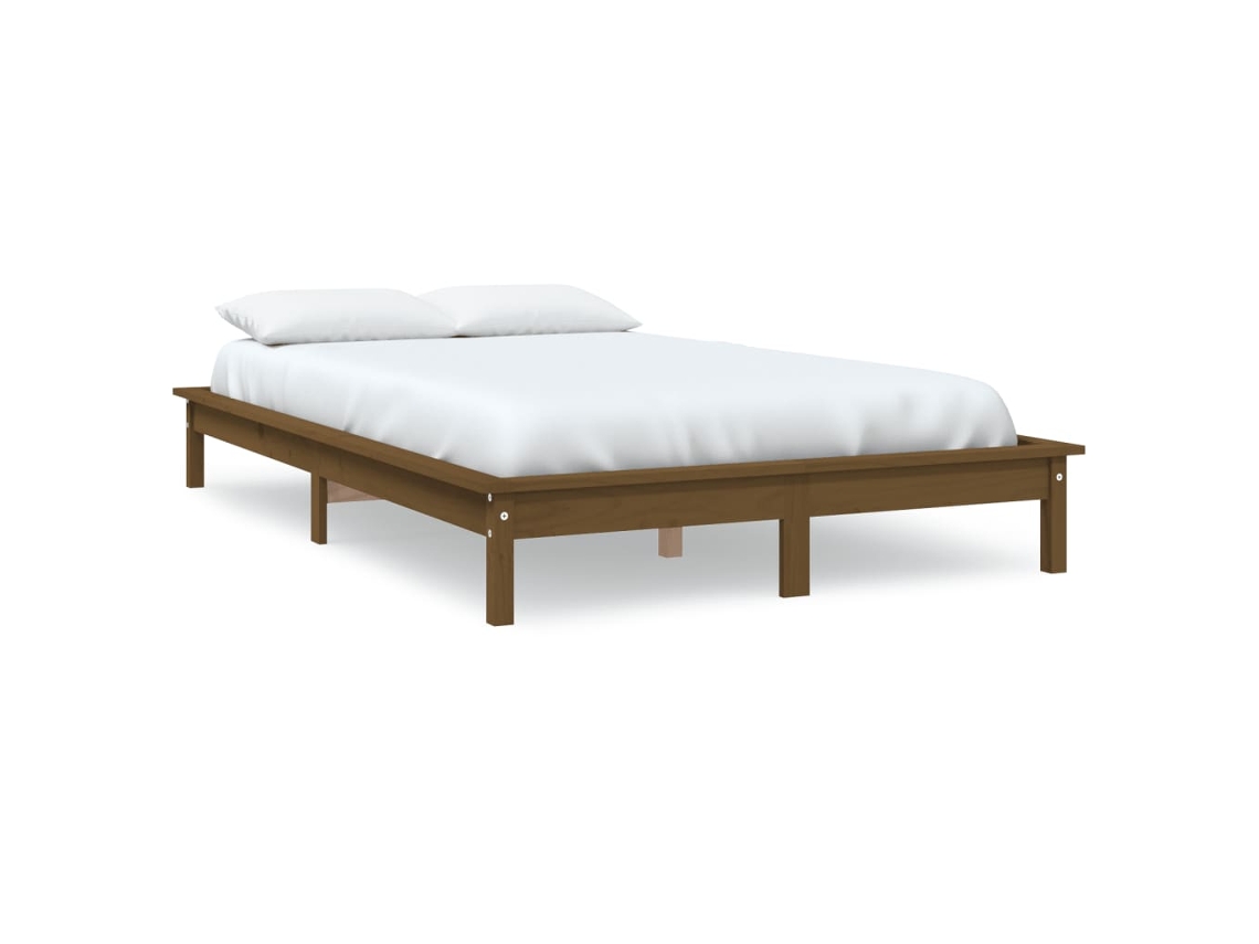 Estrutura de Cama 200x200 cm Pinho Maciço Castanho Mel MAISON EXCLUSIVE
