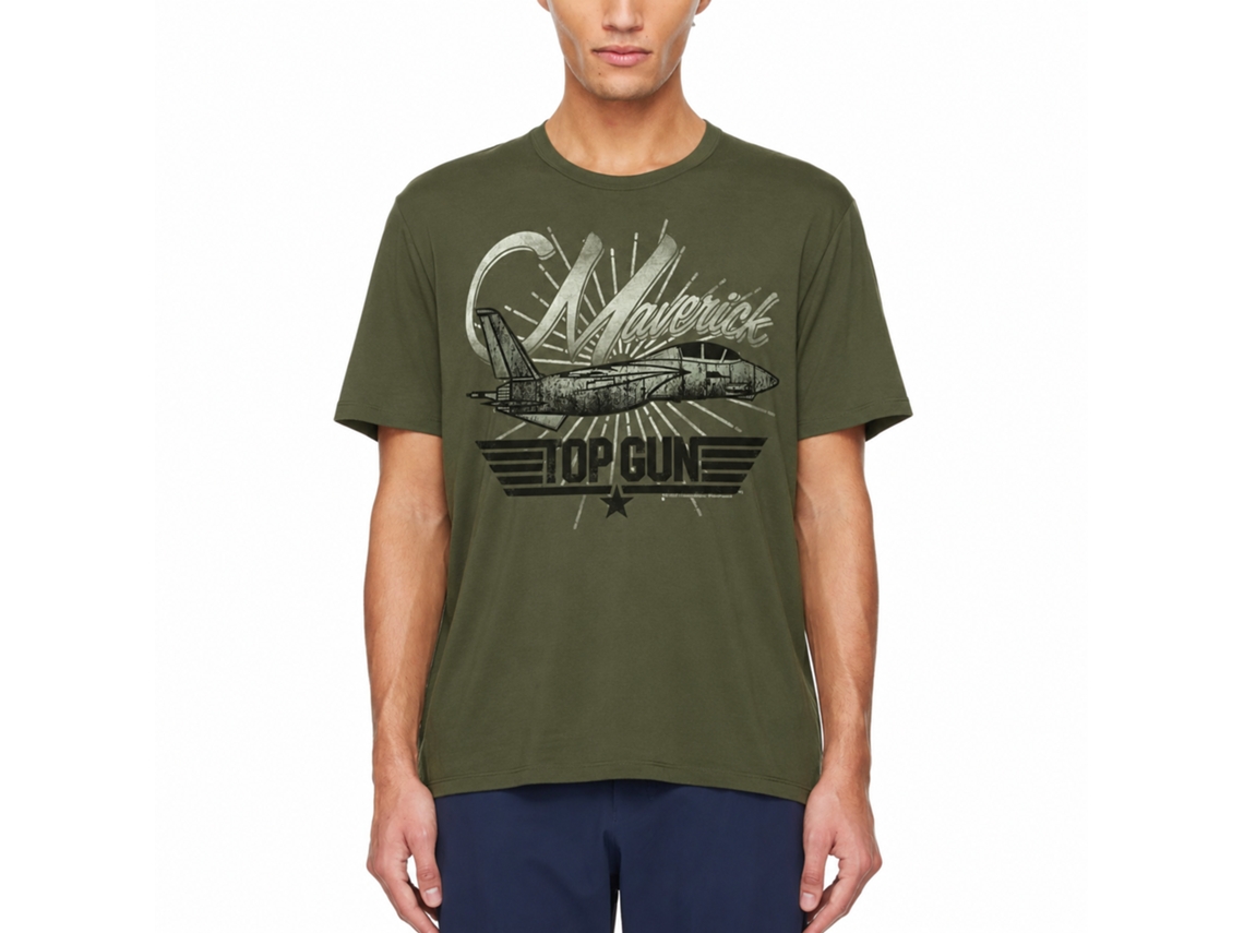 Rockinstone Top Gun Movie Retro Solid Military Green Adult T-shirt Size:m