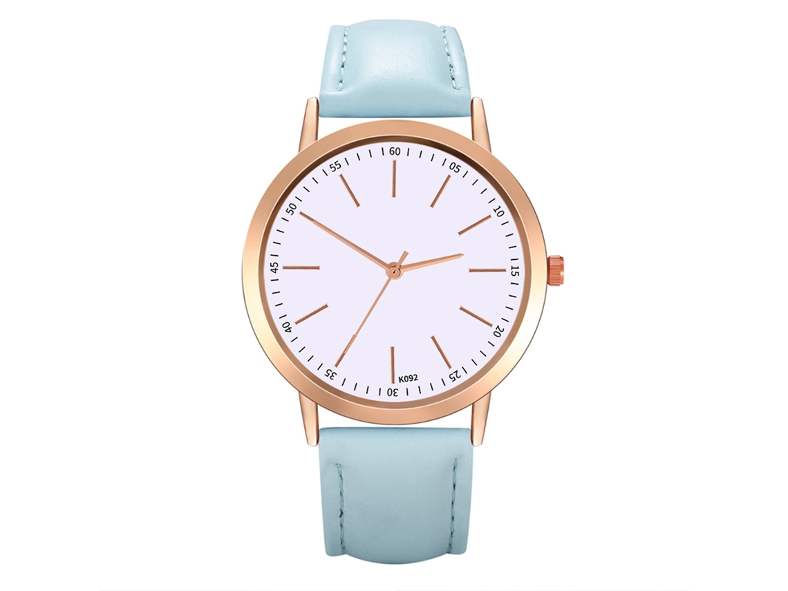 Relógio de Pulseira de Liga Fashion com Display Analógico e Movimento de Quartzo Azul Claro