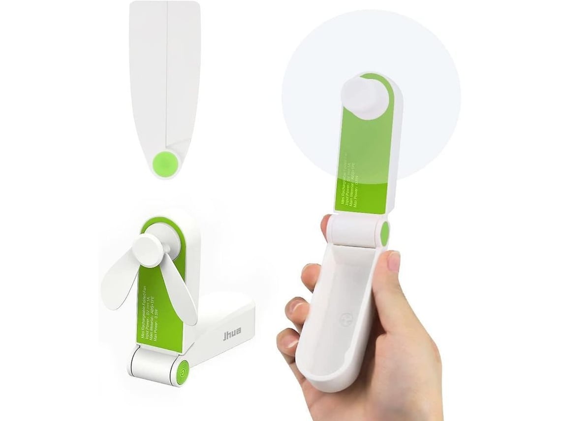 2026 ventilador Mini Portátil Plegable Usb Recargable com 2 Velocidades para Viagem Camping Lar Verde
