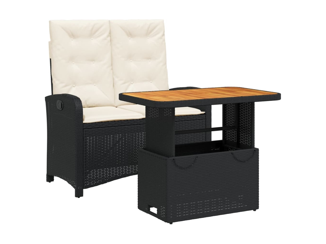 Garden Dining Set, Garden Dining Sets Vidaxl Preto Rattan / Vime (90 Cm Table Length)