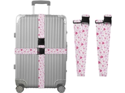Conjunto De 2 Cintas Bagagem Em Formato Coração E Flor Rosa Para Malas, Cintas De Viagem, Acessórios Para Cintos