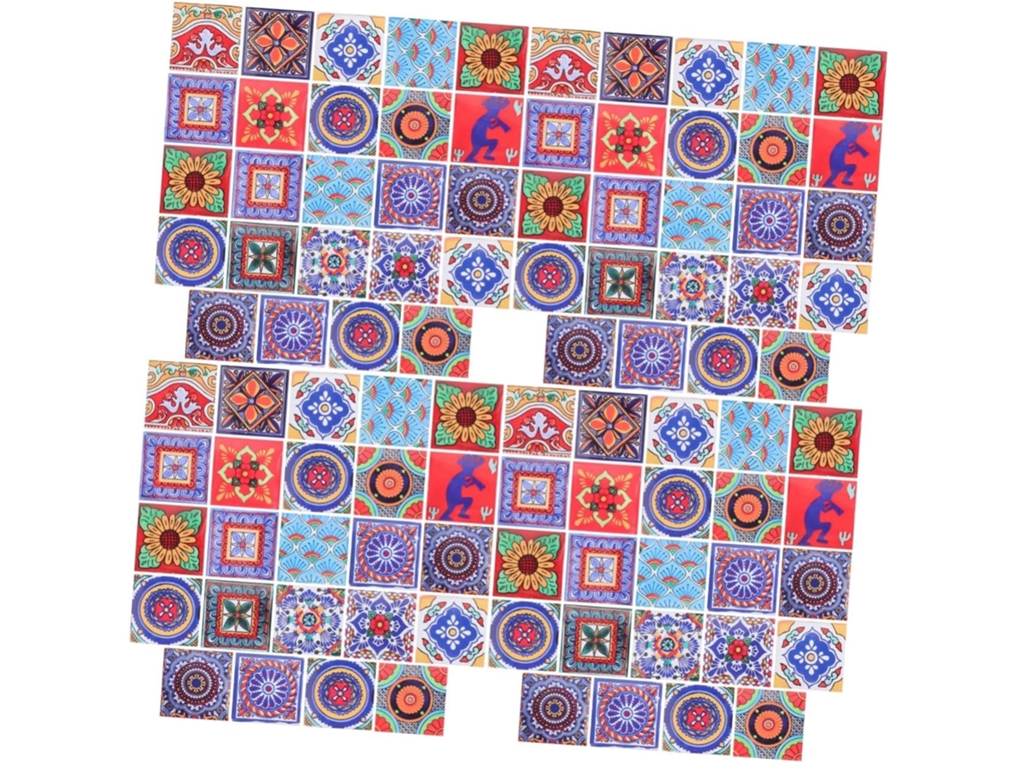 Conjunto com 4 Peças de Azulejos e Adesivos Antiderrapantes para Decoração de Banheiro, Imitando Pisos Autoadesivos. SFUSHOS