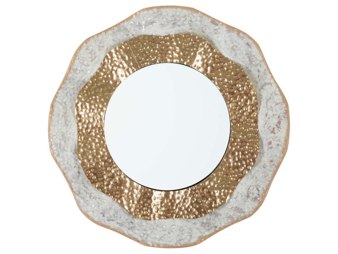 Espelho De Parede Com Luz Shai Cm Ø 54,5x4,5 Unico / Ouro Creme