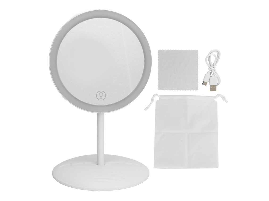 Espelho de Maquiagem Led Plegável com Controle por Toque, USB, Portátil de Mesa