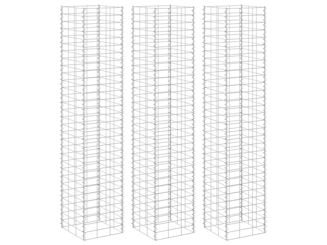 Vidaxl Canteiro/gabião Elevado 3 Pcs 30x30x200 Cm Ferro