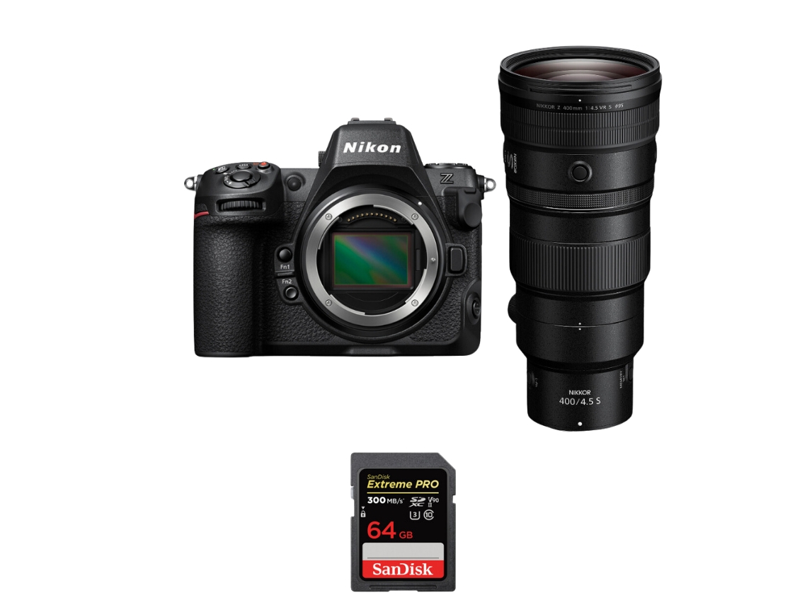 Z8 + Z 400mm F/4.5 Vr S + 1 Sandisk 64gb Uhs ii 300mb/s Máquina Fotográfica Híbrida Full frame + Ebook “20 Dicas para Fotos Que Impressionam” NIKON