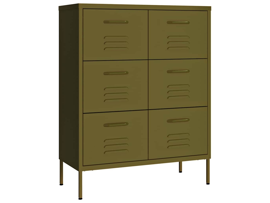 Conjunto 1 Gaveta De Armazenamento Vidaxl Verde Aço (80 X 35 X 101.5 Cm)