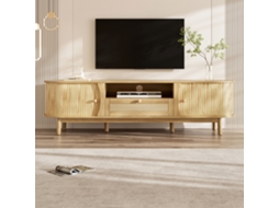 Móvel para TV KOMHTOM, 165x37x46 cm, portas de rattan e madeira, 2 gavetas deslizantes, robusto, até 70 polegadas, cor natural