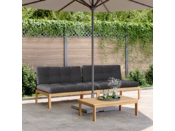 Sofás Centro Paletes P/ Jardim 2pcs C/ Almofadões Acácia Maciça Dkd Home Decor