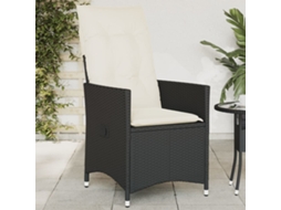 Vidaxl Cadeira De Jardim Reclinável C/ Almofadões Vime Pe Preto