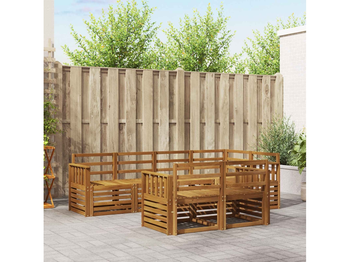 Vidaxl Conjunto De Sofás Para Exterior 7 Pcs Natural Poliéster