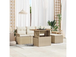 Vidaxl Conjunto De Sofá De Jardim 6 Unid. Bege E Creme