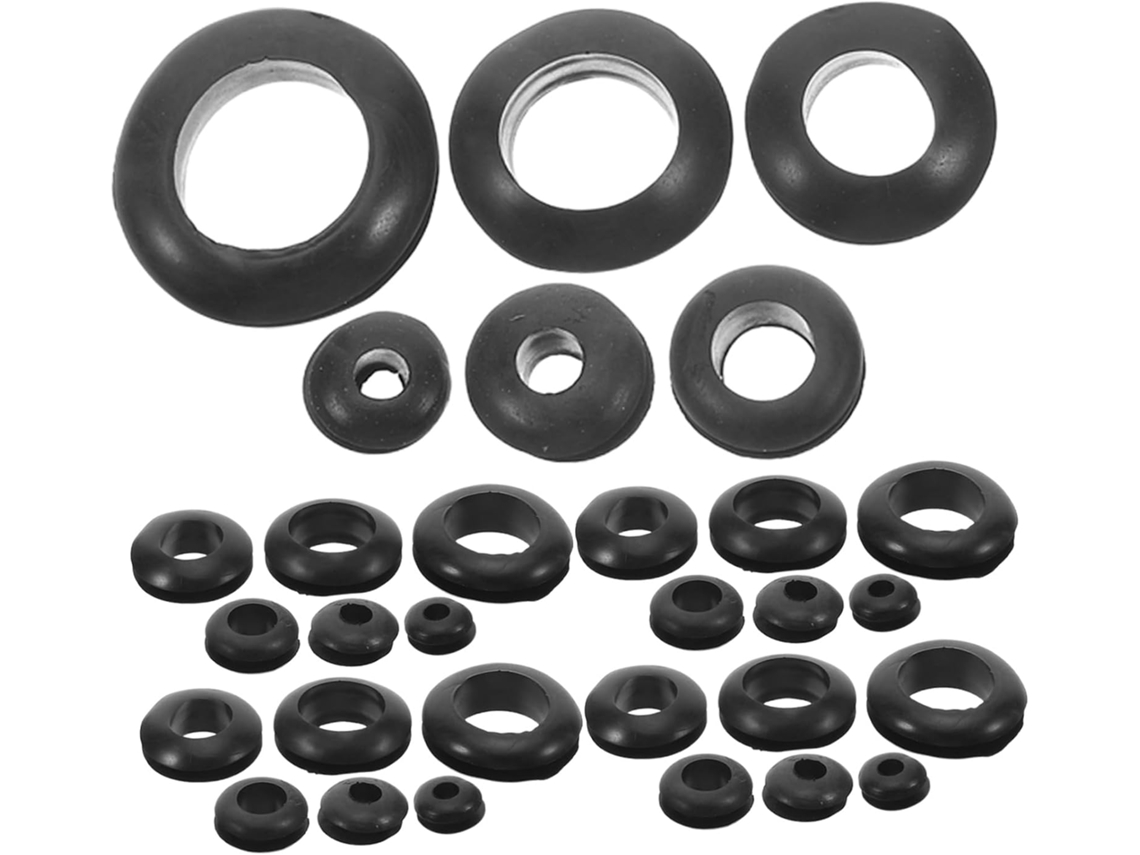Kit Com 260 Peças De Arruelas Borracha Pretas Dupla Face Para