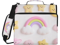 Pasta Resistente Com Zíper, Design Animado Rainbow Star Print 1, 5 Polegadas, Alça De Ombro E Mão, À Prova D