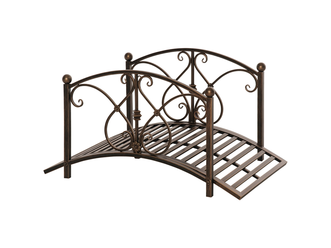 Ponte de jardim vintage com elementos florais em metal 99x68x53cm preto BTFORUS