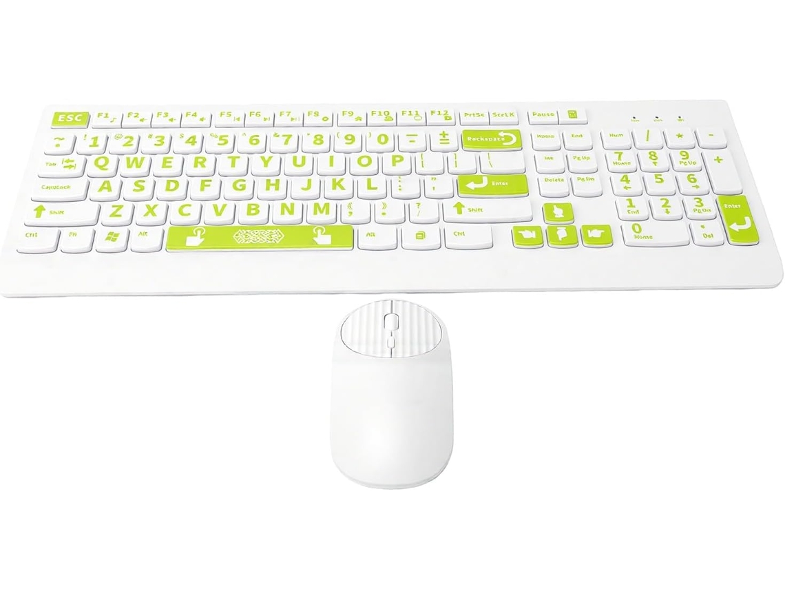 Teclado E Mouse Sem Fio Com Teclas Usb Grandes (verde)