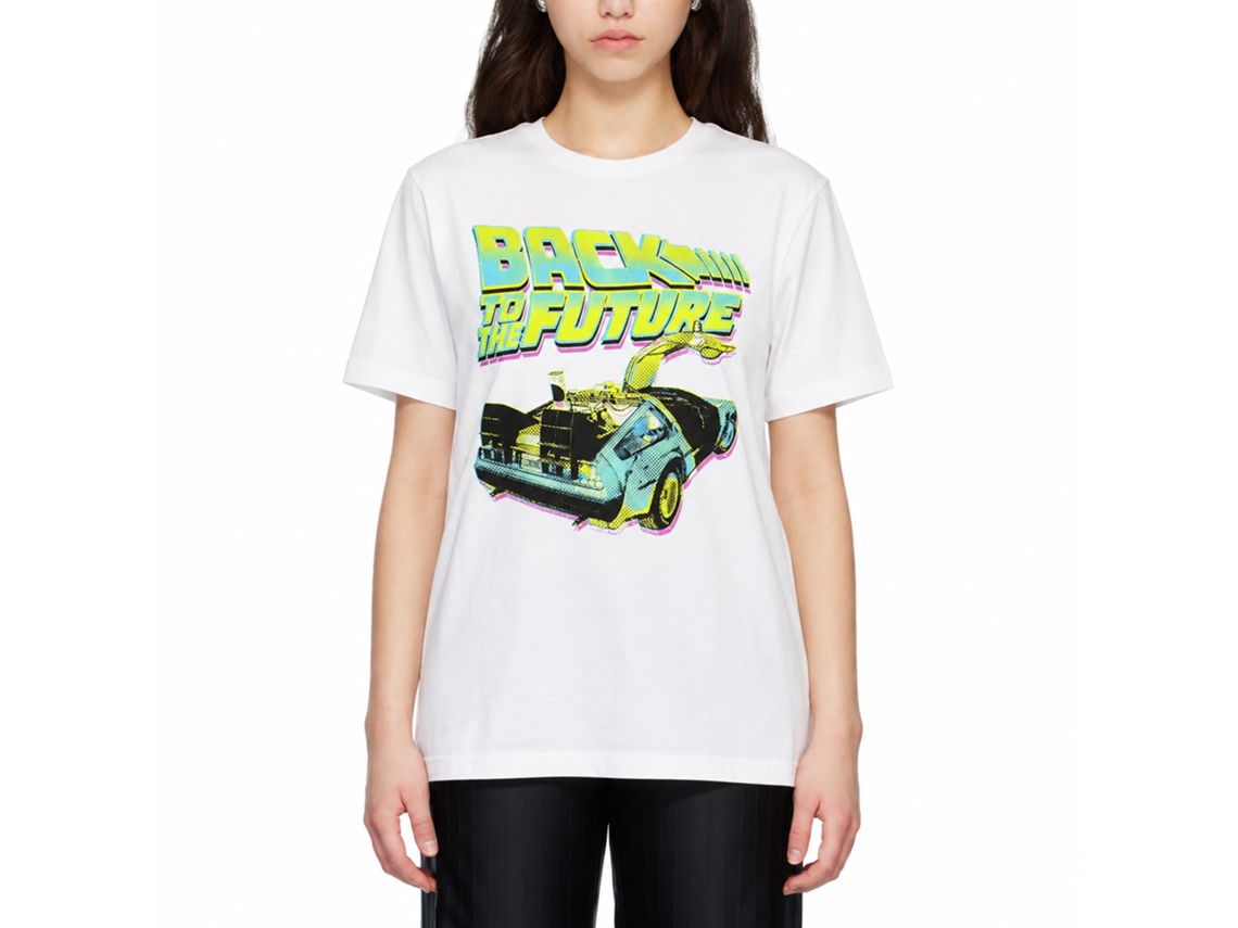 Rockinstone Back To The Future Movie Btf Neon White Adult T-shirt Size:xl