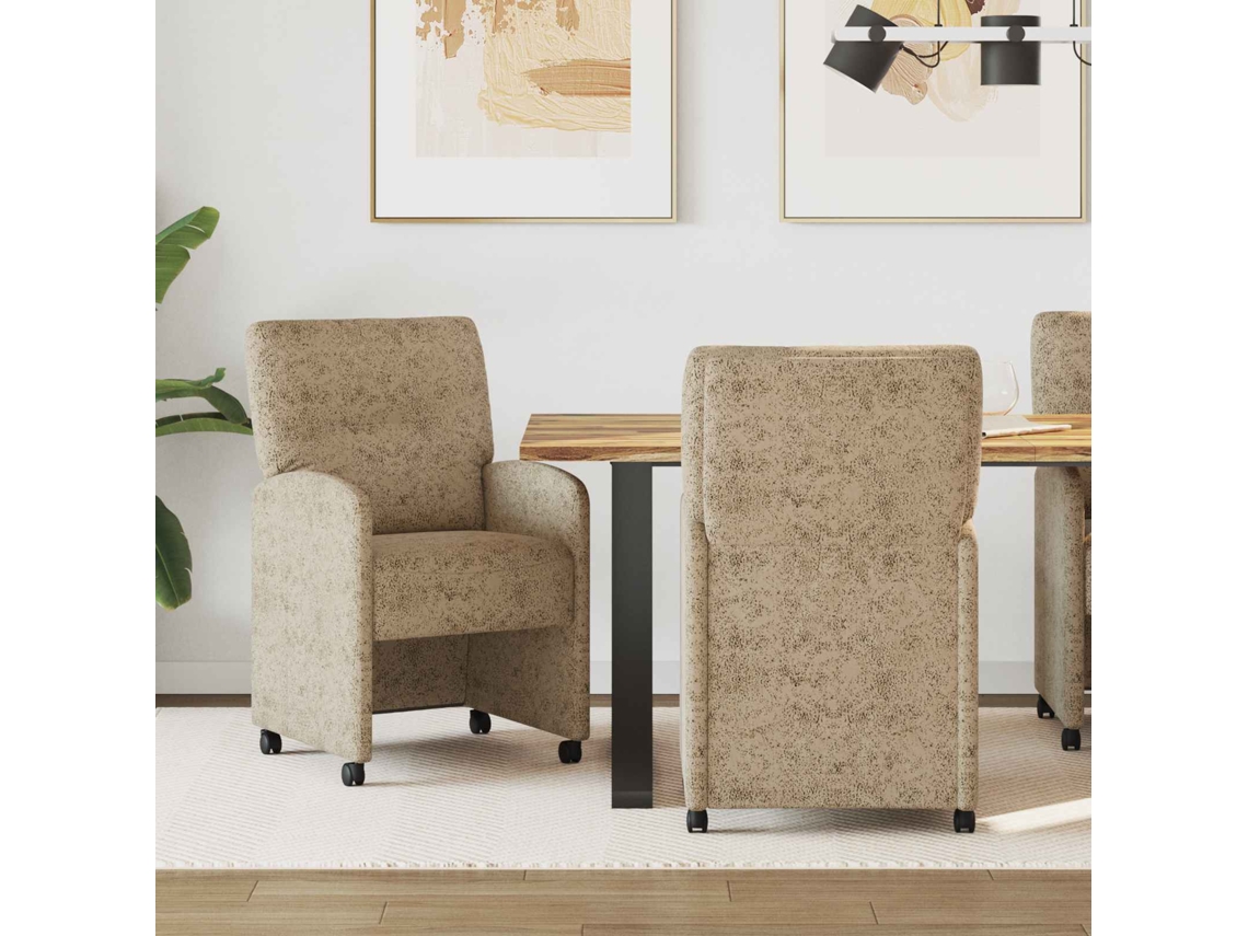 Vidaxl Cadeiras De Jantar Com Rodas Com Rodas 2 Pcs Cinzento-claro