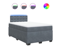 Cama Boxspring com Colchão Veludo Cinzento Escuro MAISON EXCLUSIVE (120x200 cm)