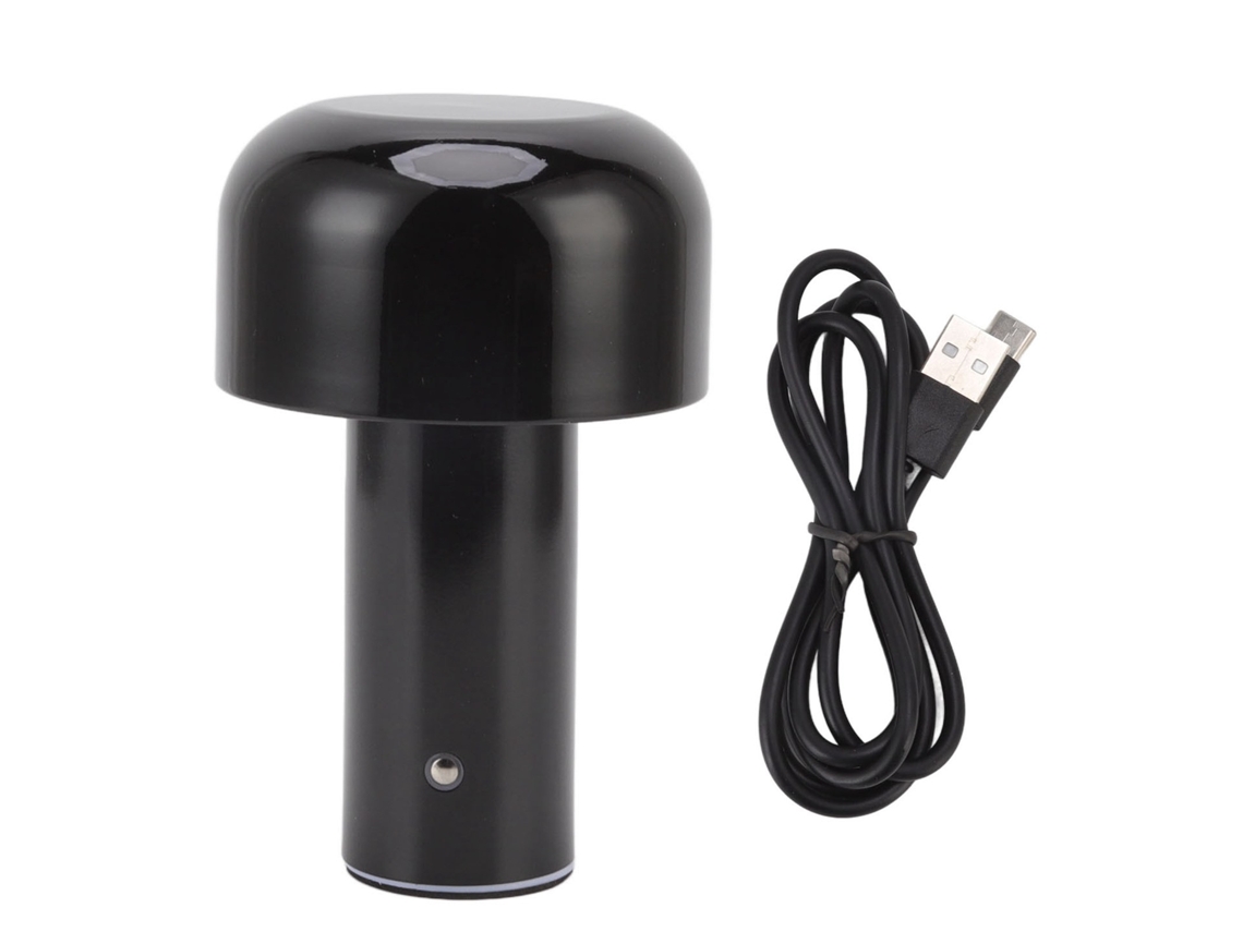 2026 luz de Noche de Hongo Usb Con Control Táctil, Brillo Ajustable Y 3 Temperaturas de Color, Dimmable Negro