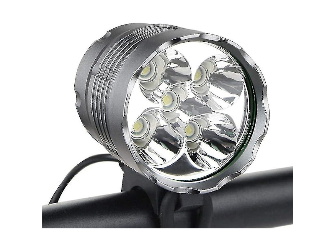 Luz De Bicicleta, Luz De Bicicleta De 6000 Lúmens Com 5 Leds, Luz Frontal À Prova Dágua Para Mountain Bike Com Bateria