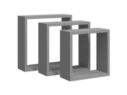 Prateleiras de Parede em Forma de Cubo 3 Pcs MDF Cinzento MAISON EXCLUSIVE