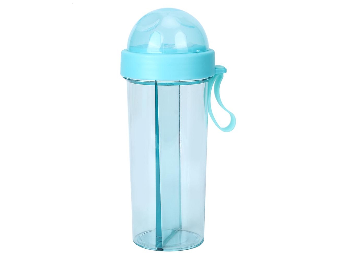 Garrafa de água esportiva portátil Brilvibera de 600ml para viagens ao ar livre, dupla função, com dois canudos.