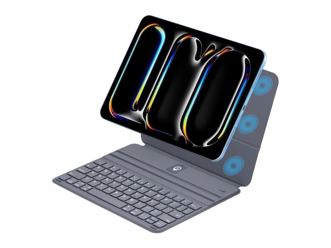 Capa Com Teclado Bluetooth, Compatível Com Ipad Air 13 (2025), Protetora, Couro Sintético