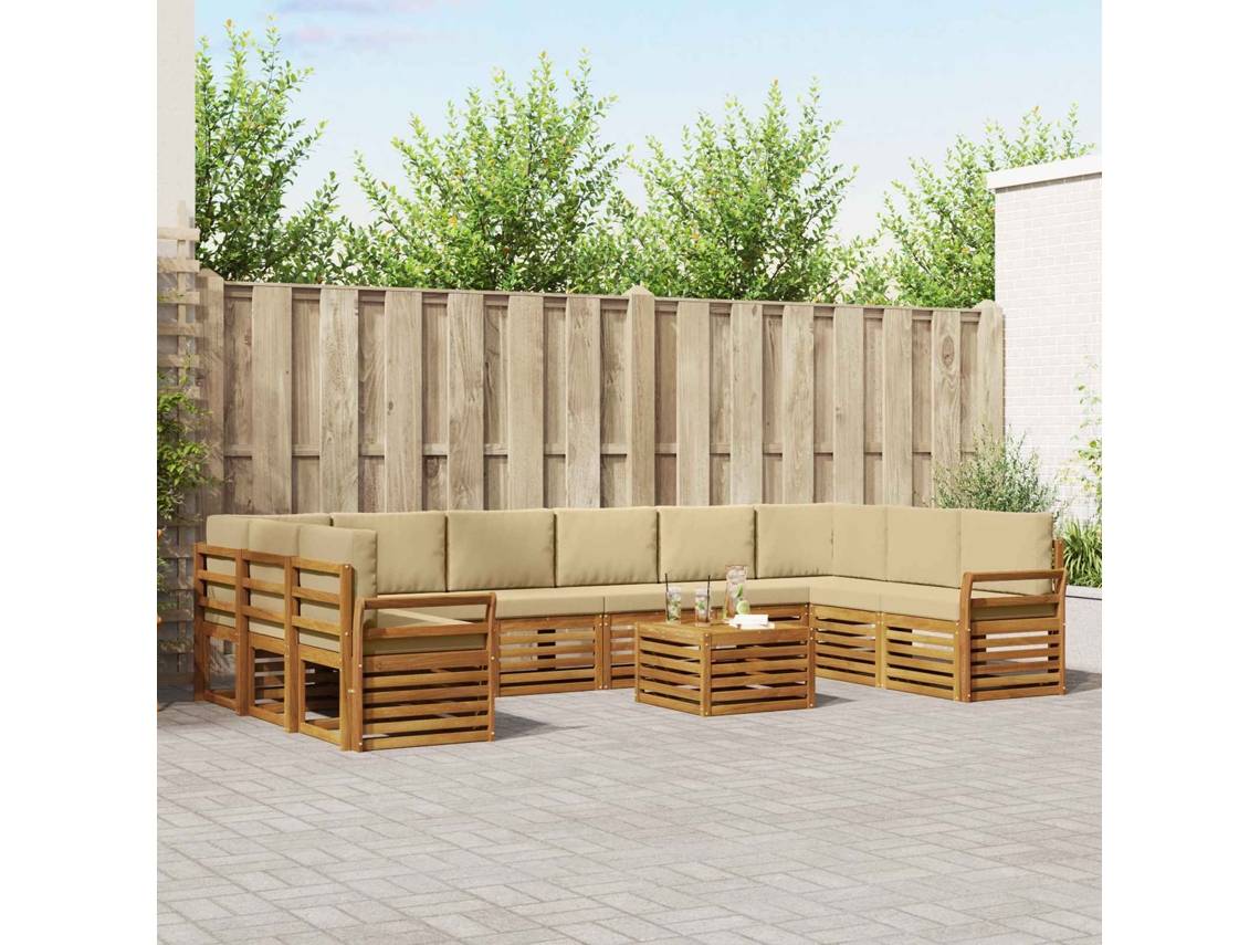 Vidaxl Conjunto De Sofás Para Exterior 11 Unid. Natural E Bege